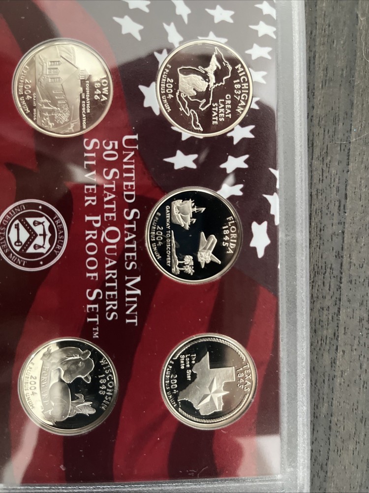 2004 US Mint 50 State Quarters Silver Proof Set in Original Box/COA 1 Set