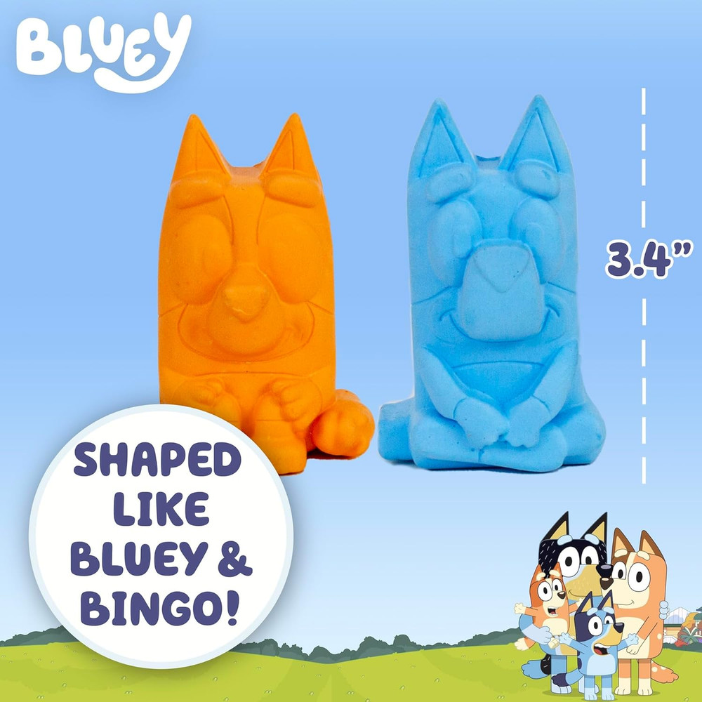 Bluey Sidewalk Chalk & Reusable Stencils, 4-Piece Art Kit