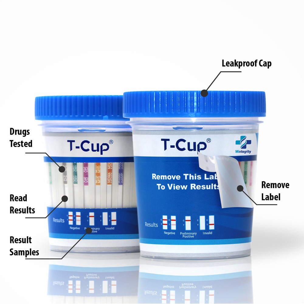 5-Panel T-Cup Urine Drug Testing Home Kit Rapid Result Mintegrity 10 pack