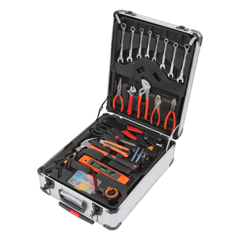 Trolley Case Tool Box Set Household Hand Tool Kit Mixed Hand Tool Kit Silver USA