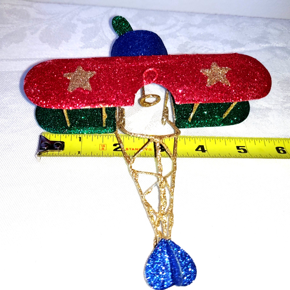 PIER ONE GLITTERED PLANE ORNAMENT
