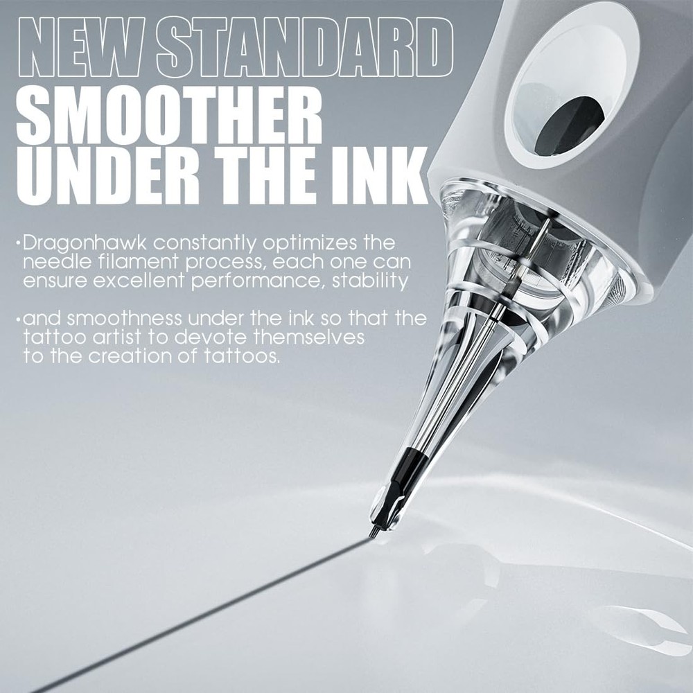 Dragonhawk Tattoo Needles Cartridges 1205RL 50 Count Glide Extra Smooth Designed