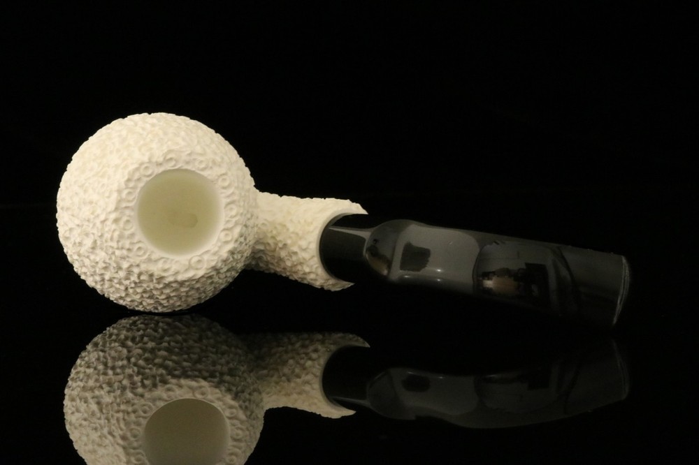 srv Premium - Rusticated Apple Block Meerschaum Pipe with fitted case M3226