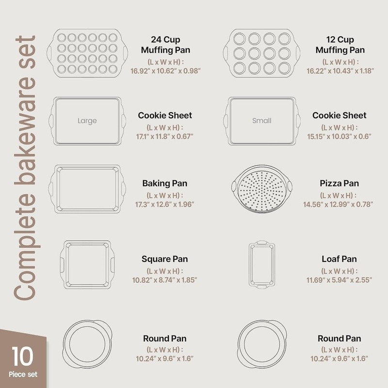 Nonstick Carbon Steel Bakeware Set Oven Safe Easy Clean Stackable New