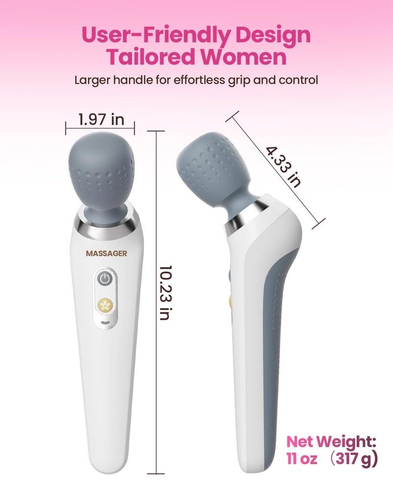 Electric Handheld Back Massager, Cordless Rechargeable Personal White