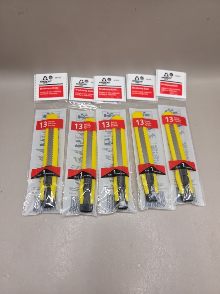 5 Pack American Line Breakaway Knife 13 Points