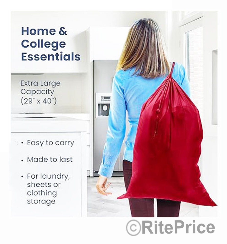 Large 29"X40" Laundry Bag Washable Heavy Duty Locking Drawstring Bag (2 Pack)