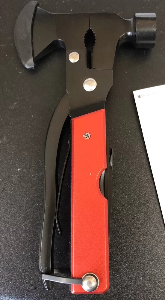 WhollyUp Multi-Functions Hammer & Axe Durable Stealth Red/Black