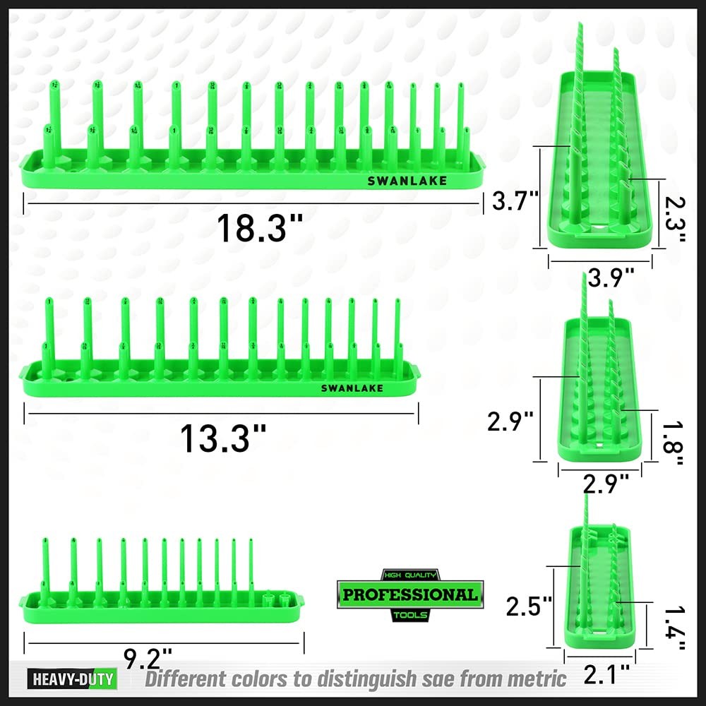 Socket Organizer Tray Set 6Piece SAE & Metric Holder for Toolboxes