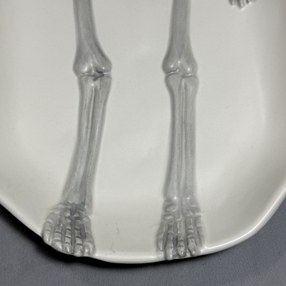 Arlington Designs Skeleton Stoneware Serving Platter Halloween Dish Goth 14"