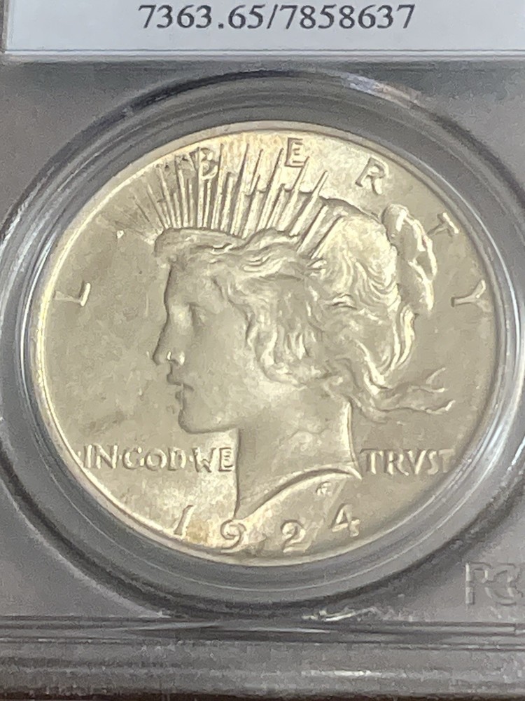 ***1924-P SILVER PEACE DOLLAR***PCGS MS65***LUSTROUS***