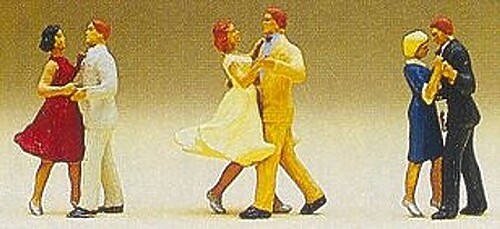 Preiser Couples Dancing 3 Couples - Model Railroad Figures - HO Scale - #10120