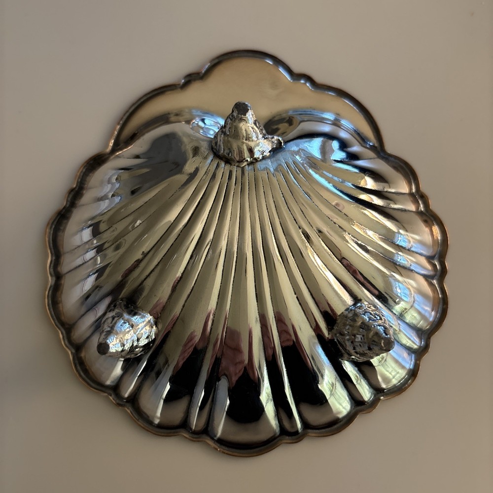 Vintage Silver Plate Shell Dish 1950s Silver Over Copper