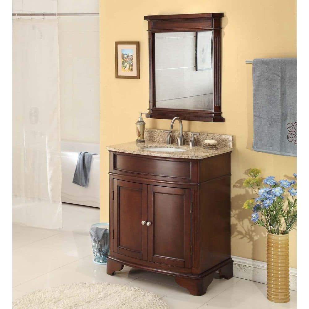 Home Decorators 26" W x 30" H Rectangular Wood Framed Bathroom Mirror Cherry