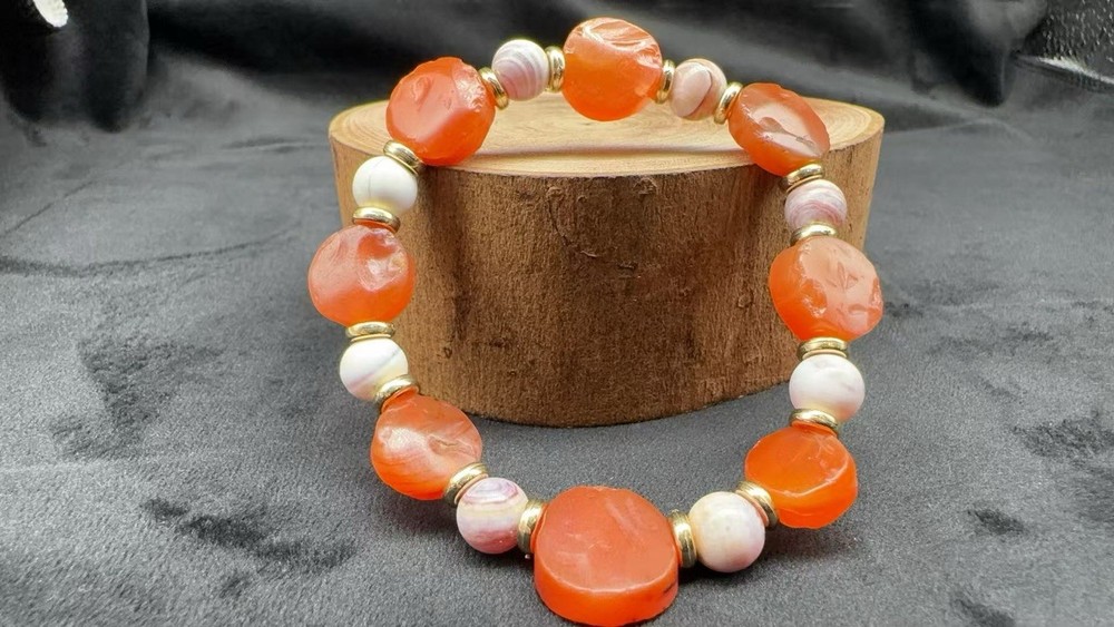 Authentic Ancient Traditional Carnelian Agate Old Beads Bracelet
