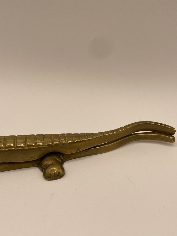 Solid Brass Alligator Crocodile Nutcracker Vintage