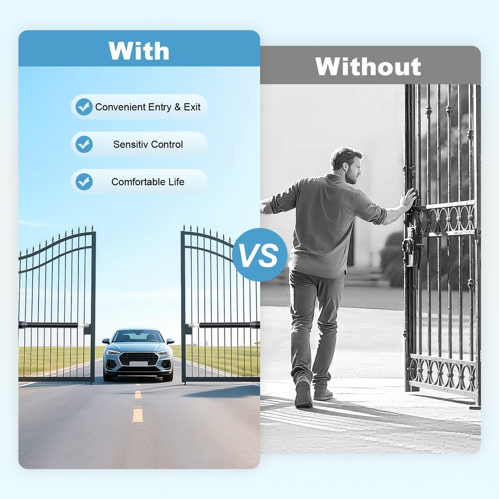 Automatic Gate Opener Dual Swing Gate Opener Security System w/ Remote Control