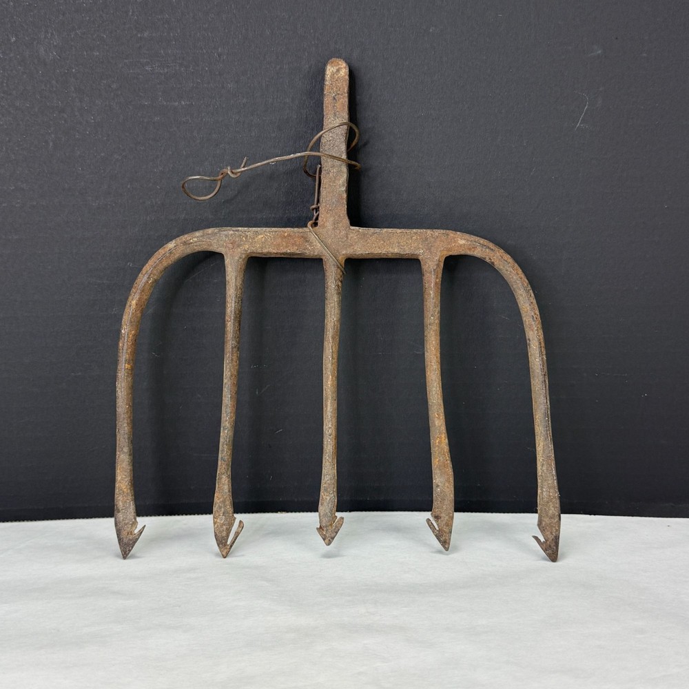 Vintage Primitive Fishing 5 Tine Prong Fork Spear Head