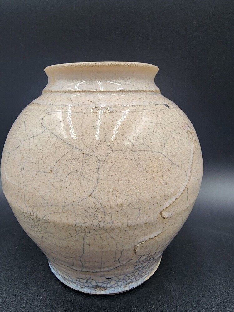 Studio Art Pottery Vase 6 3/4” Tall Signed Crackled