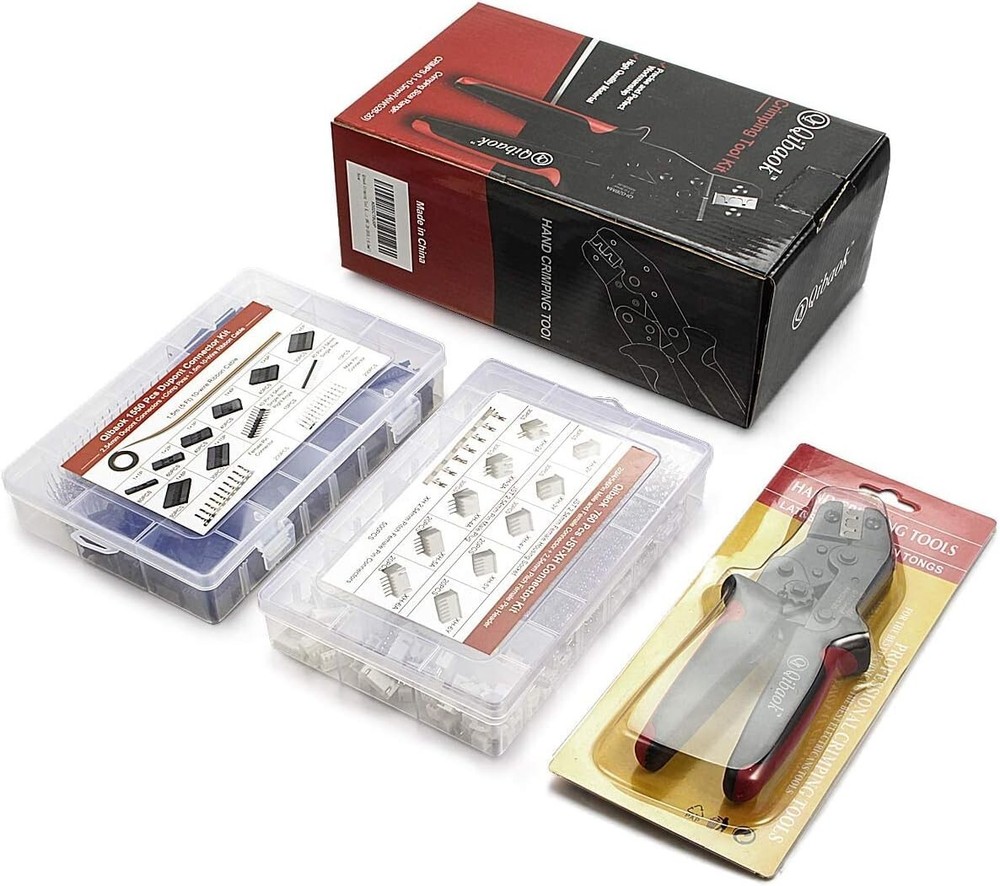 Professional Ratcheting Crimper with Extensive Connector Kit for DIY Electronics