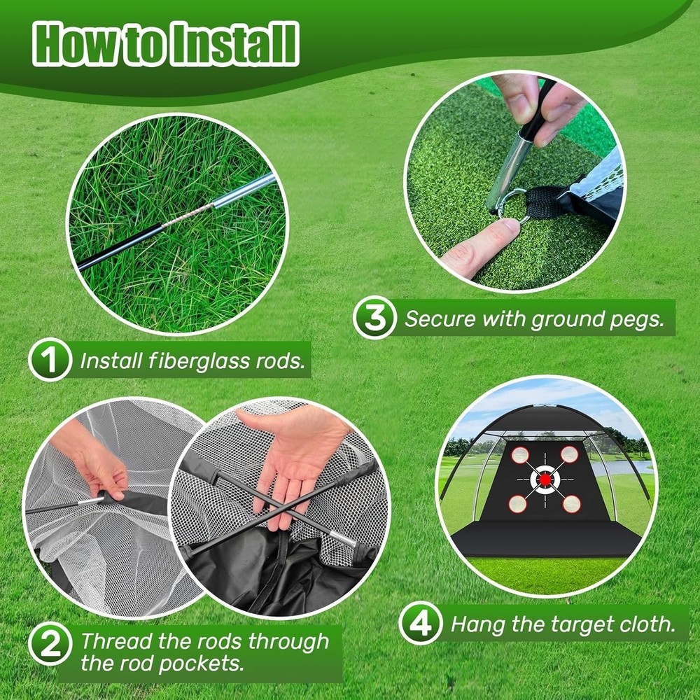 Compact Golf Net with Practice Mat (10x7FT) - Simplify Your Backyard Practice