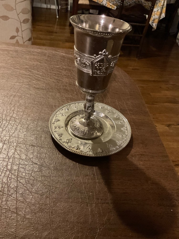 vintage kiddush cup silver color