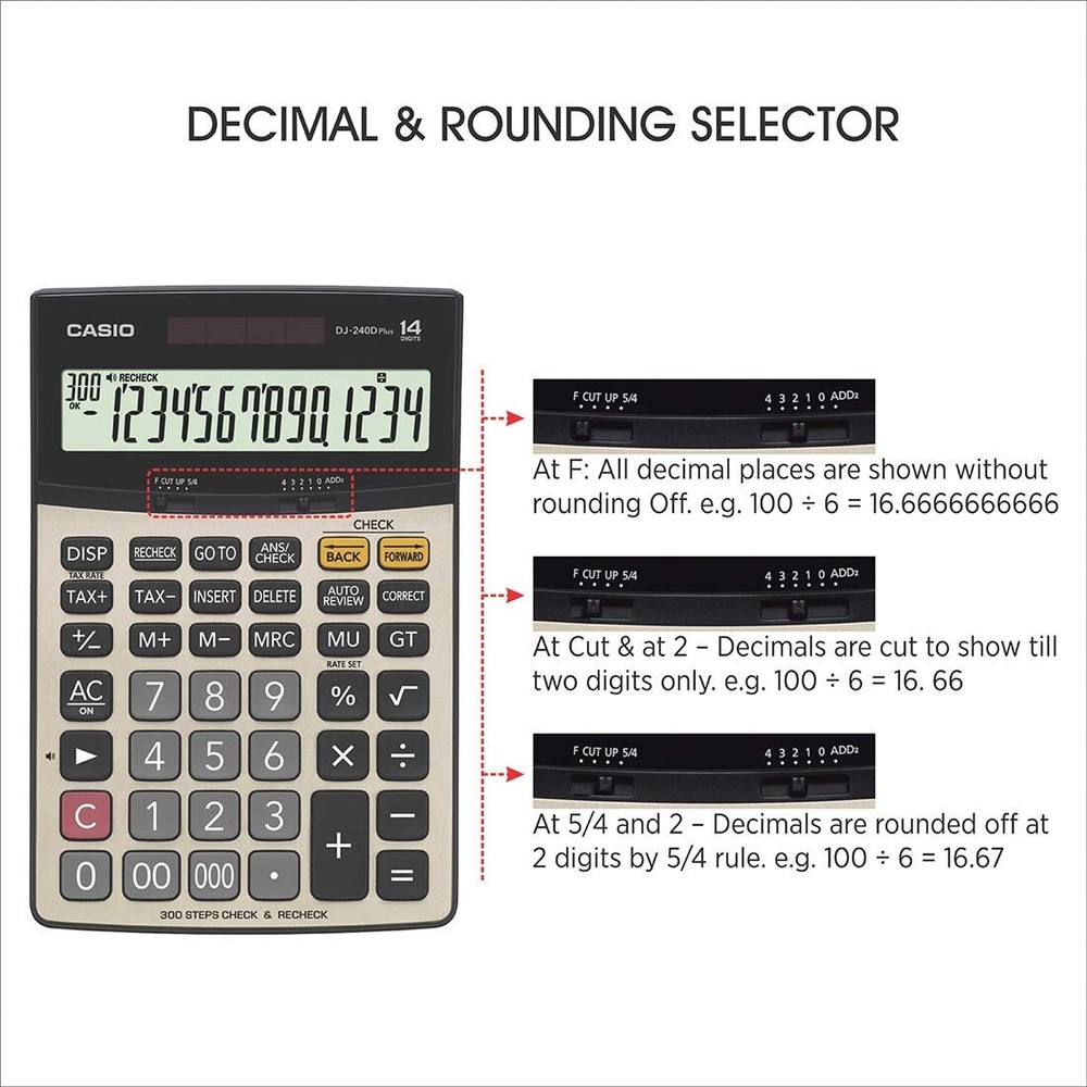 Casio DJ-240D Plus 300 Steps Check and Correct Premium Desktop Calculator