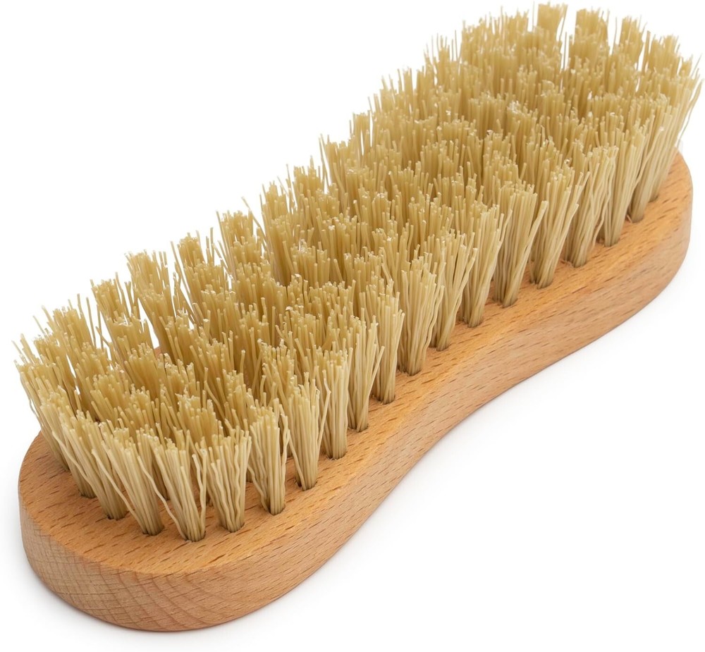 8" Multi-Purpose Scrubbing Brush with Wooden Handle - Tough & Efficient