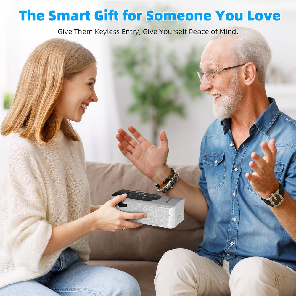 Fingerprint Key Box, Smart Key Lock Box with Bluetooth, Passcode, Doorbell, Weat