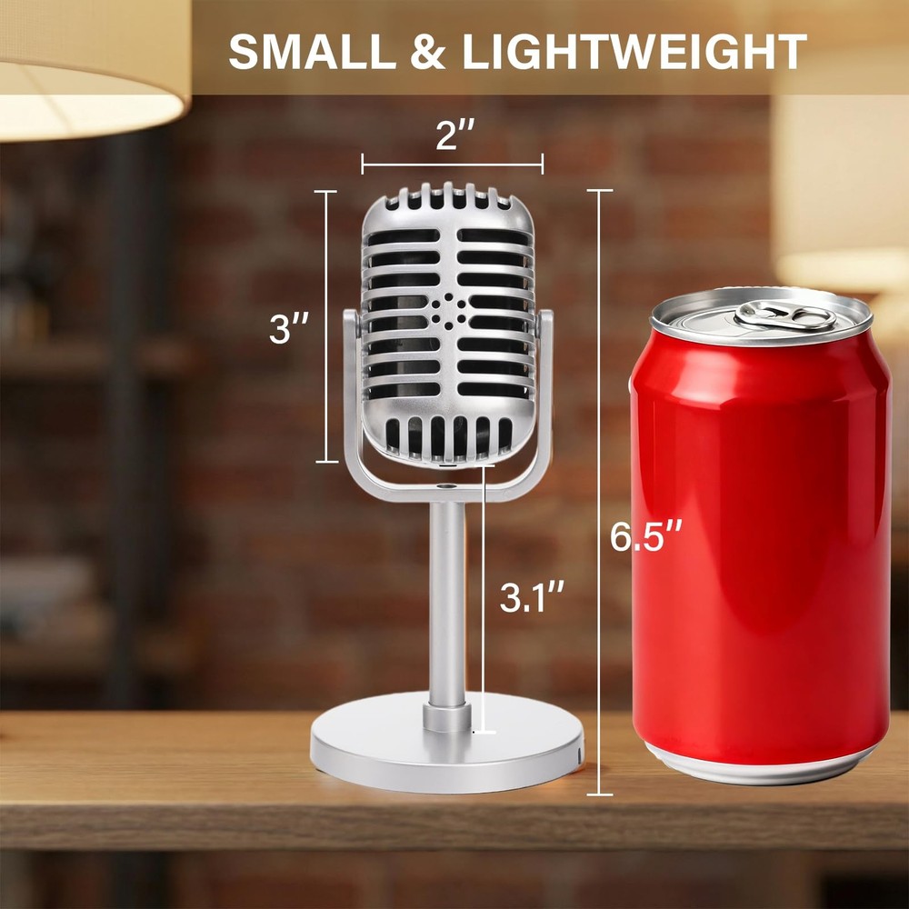 3 Pack Microphone Prop, Vintage Microphone Prop Model with Stand, Plastic Mic...