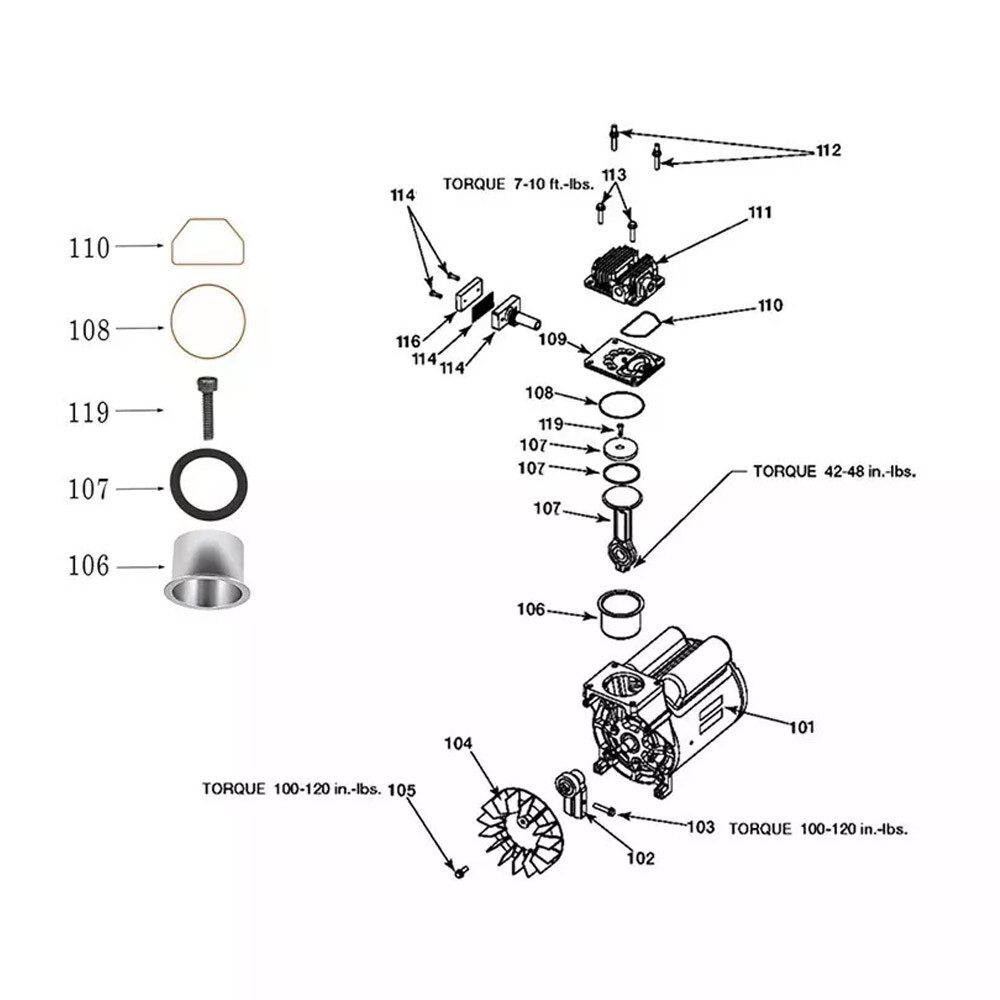 For DeVilbiss Porter Cable K-0650 Air Compressor Cylinder Ring Replacement Kit