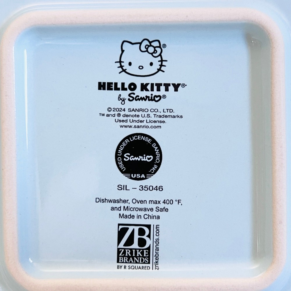 Hello Kitty Square Baking Pan 9" Christmas Snowman Ceramic Casserole Bakeware