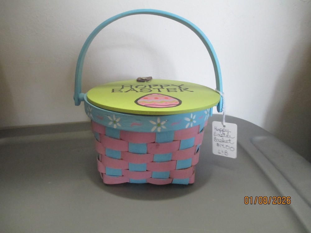 Hoppy Easter Hand Painted Pop up Basket