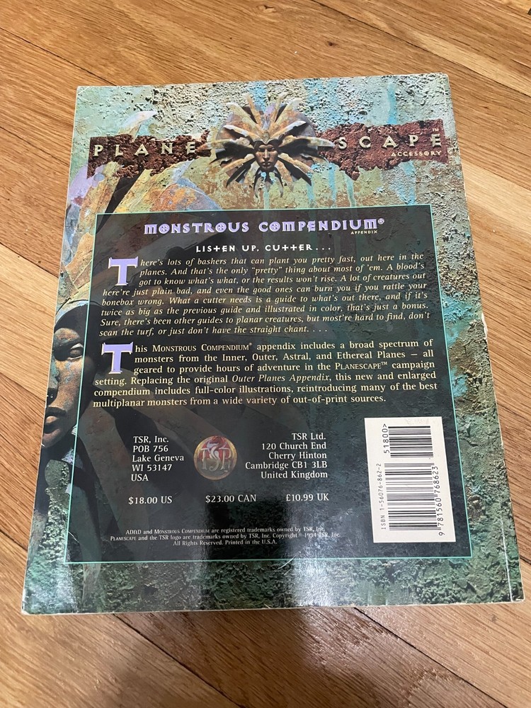 Advanced Dungeons & Dragons Planescape Monstrous Compendium Appendix Original