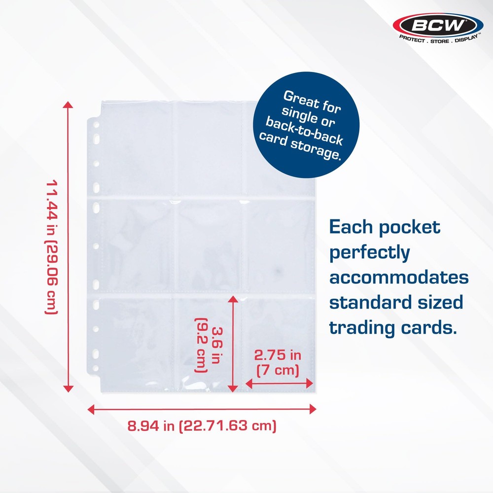 BCW Basics 9-Pocket Pages (70 Pack) | Binder Sheets for Trading & Clear