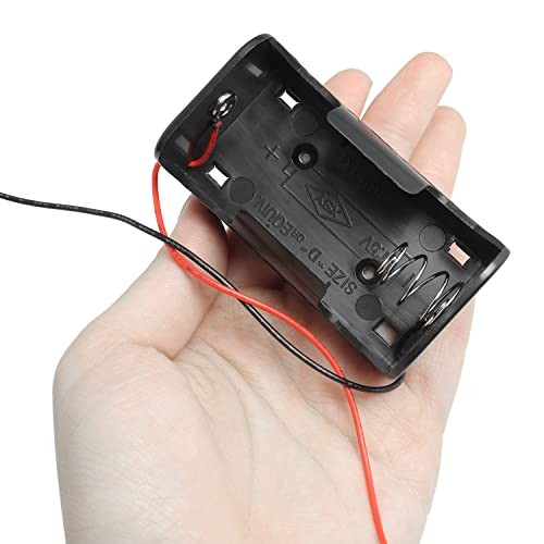 D Cell Battery Holder 4PCS 1.5V D Cell Battery Case Container with Wire Leads,