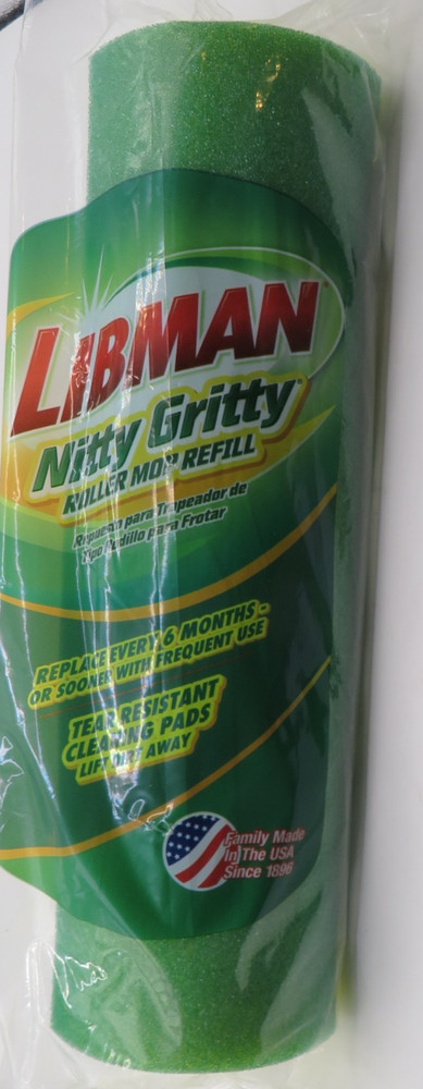 Libman Nitty Gritty Roller Mop Refill Tear Resistant #02011 Solid Green Surface