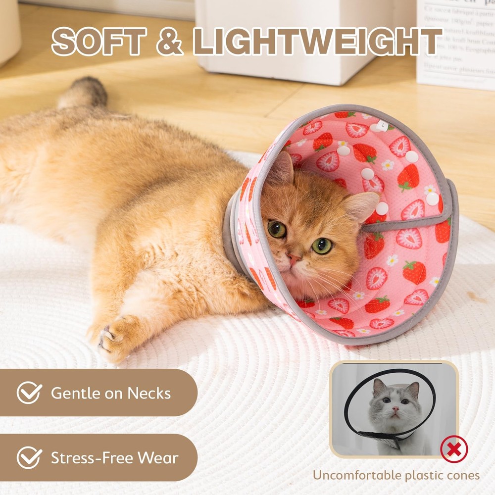 Cat Cone Collar Soft to Stop Licking, Adjustable Foldable Lightweight Kitten ...