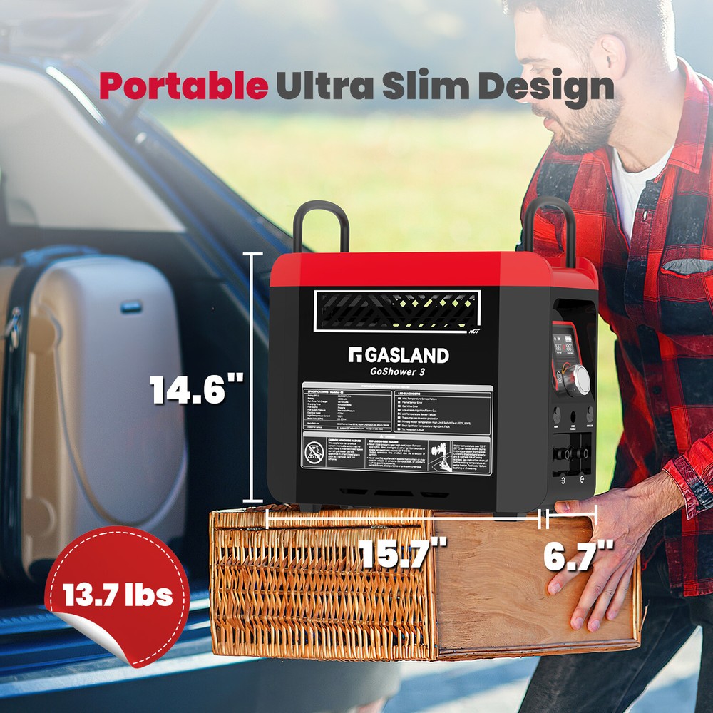 GASLAND G3 Pro 1 lb Propane Portable Water Heater Instant Hot Water Camp Shower