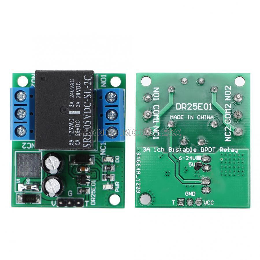 DC 5V 6-24V Double Pole Double Throw DPDT Self-Locking Bistable Relay Module-