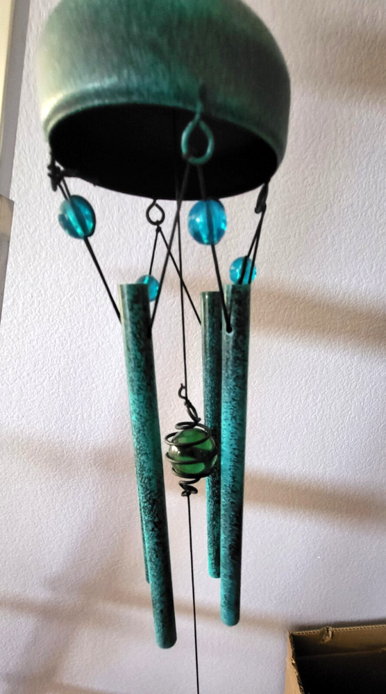Green Metal Hummingbird Wind Chime
