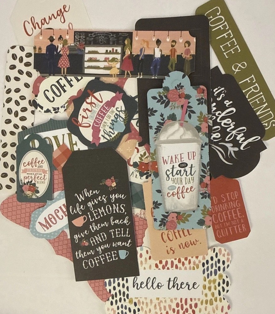 COFFEE FRAMES & TAGS EPHEMERA Die-Cut Set(33pc) Echo Park•Drinks•Card Making•