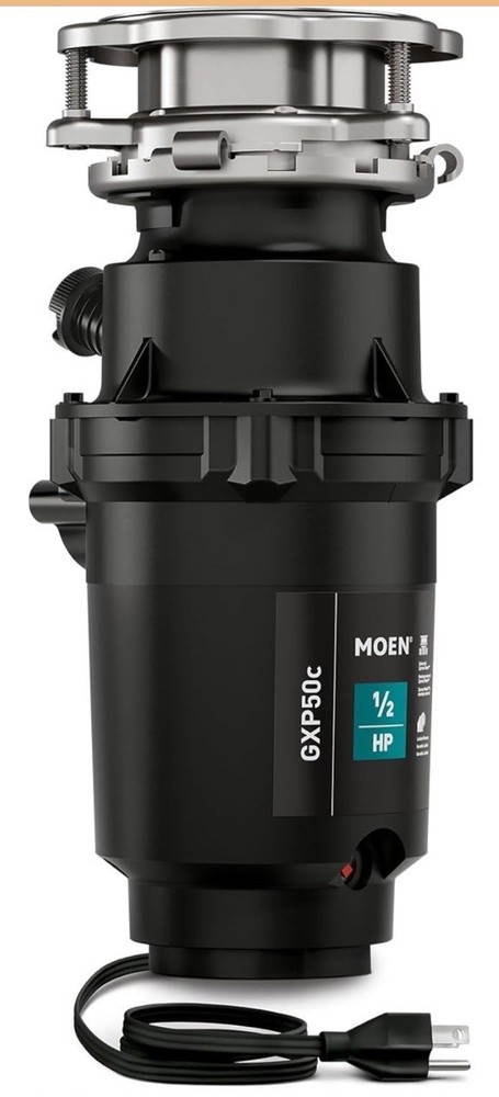 Moen PRO Continuous Feed Compact Garbage Disposal with Power Cord, GXP50C NOB