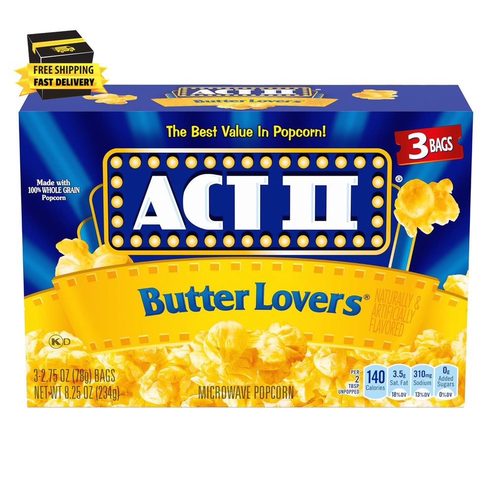 Butter Lovers Microwave Popcorn, 2.75 Oz., 3-Count Bags ⭐️⭐️⭐️⭐️⭐️