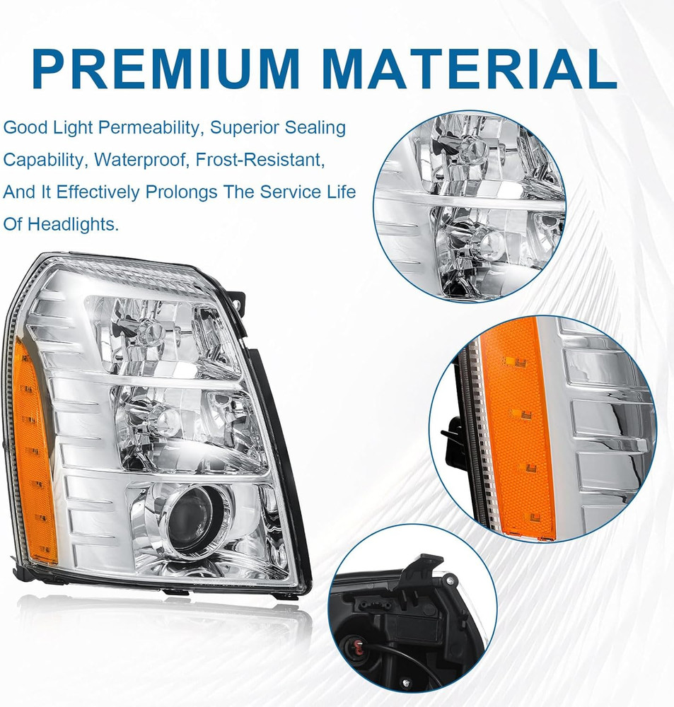 Headlight Assembly Compatible with 2007-2014 Cadillac Escalade/2007-2014 Escalad