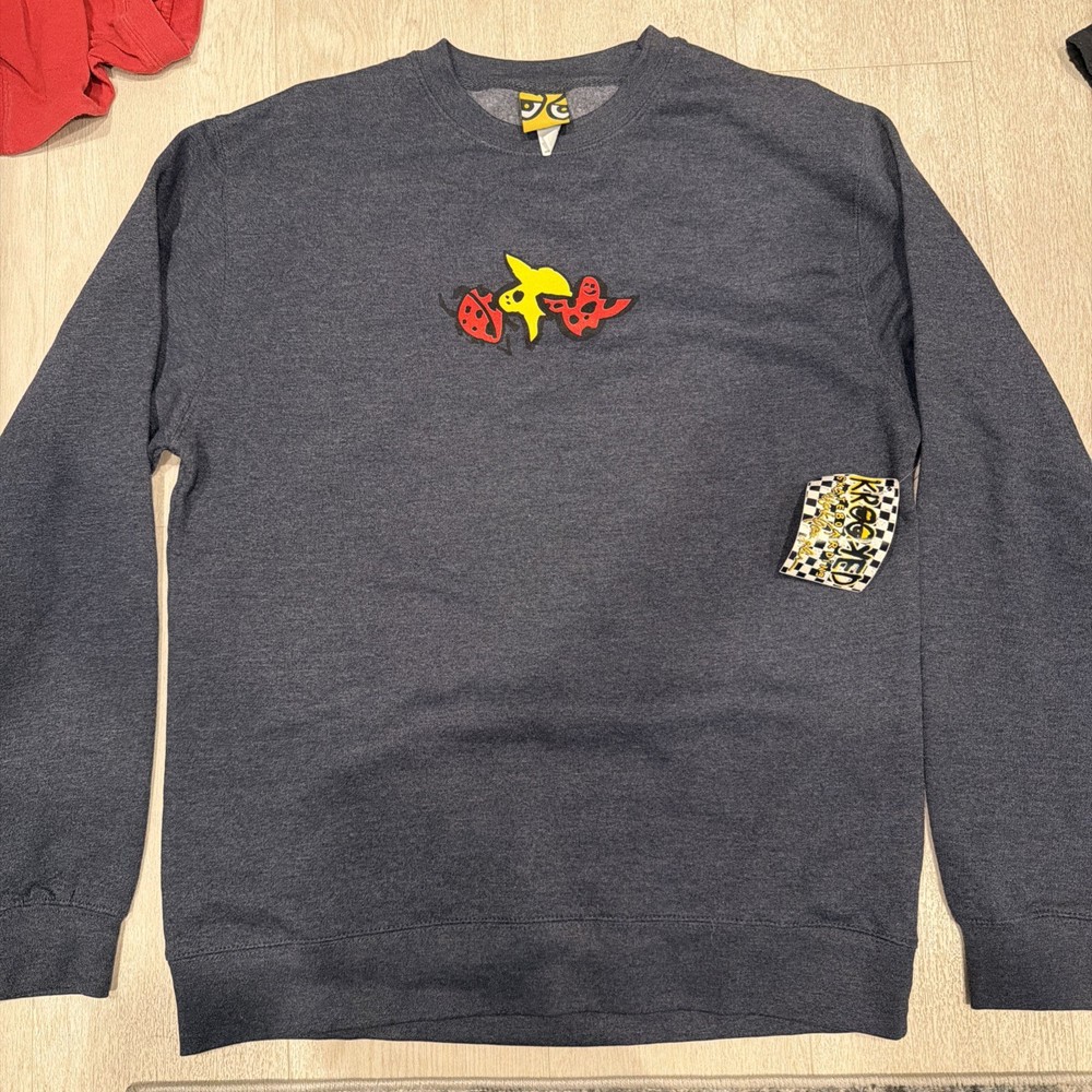 Krooked Ladybug Classic Crew Sweatshirt - LARGE Navy Heather