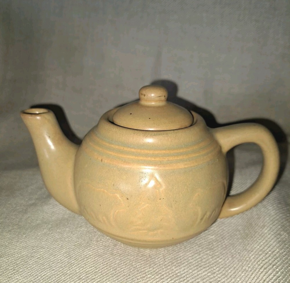 Vintage Deer And Tree Themed Pottery Teapot