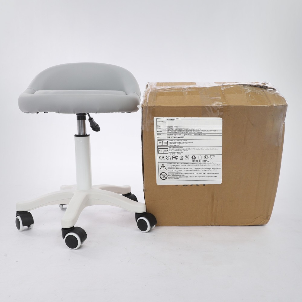 Adjustable Beauty Salon Chair Rolling Stool Rolling Stool with Low Backrest gray