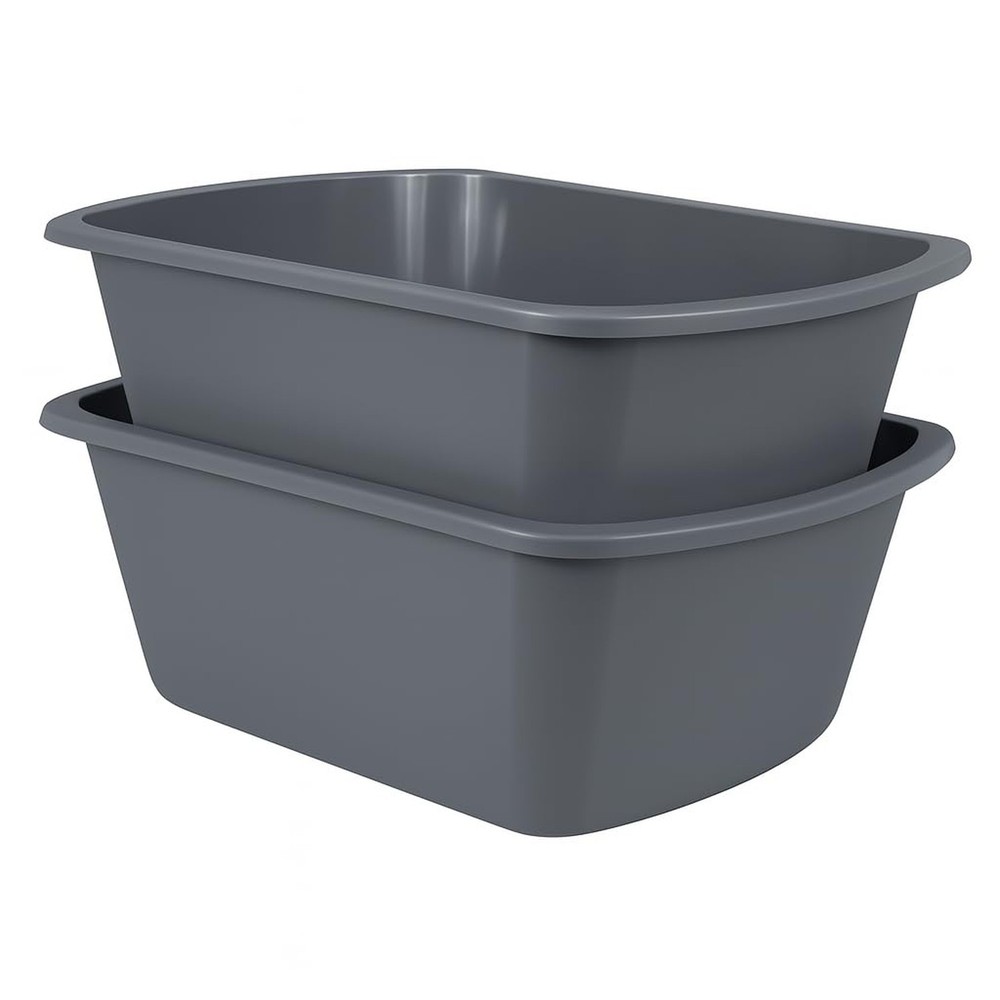 Vakly Wash Basins [2 Pack] – Rectangular Plastic 7-Quart Graduated Hospita