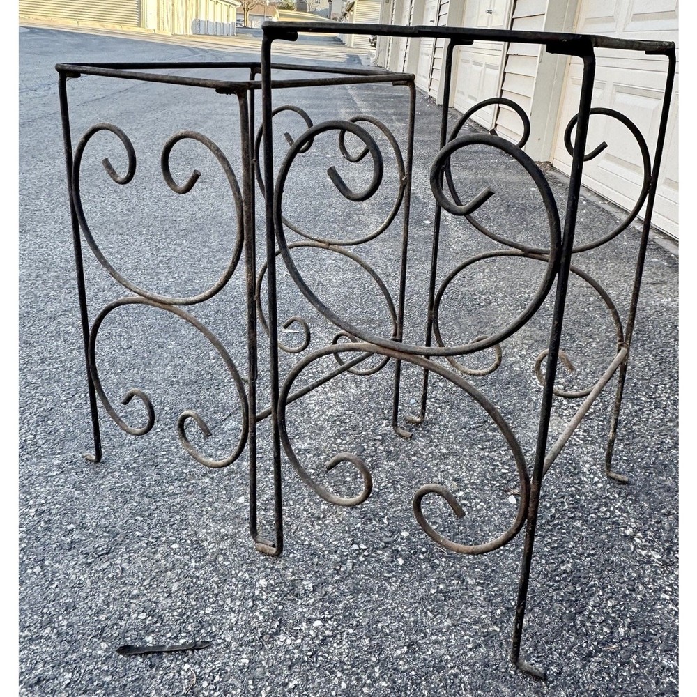 Antique Cast Iron Nesting Tables Gothic Rustic Garden Industrial Set